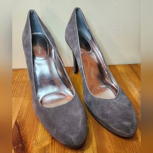 Calvin Klein Gray Heeled Suede Shoes